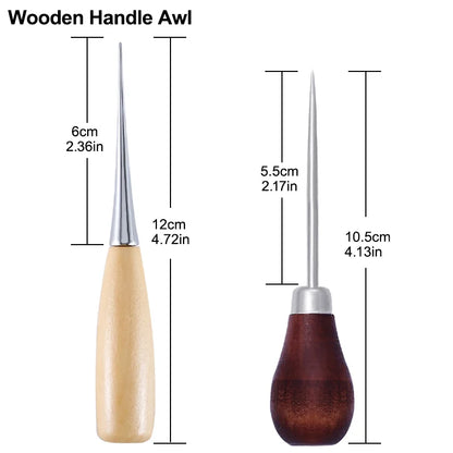 DIY Wooden Handle Awl Tool for Leather Craft and Repairs