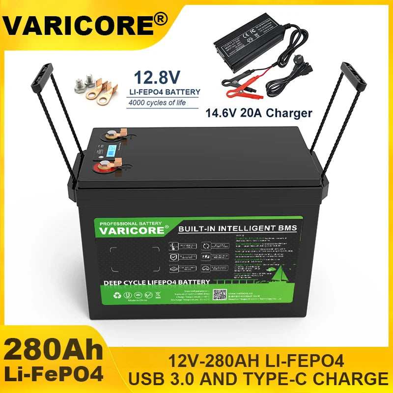 HookUpCo. 12V LiFePO4 Battery with 340Ah Capacity