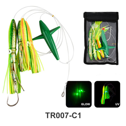 HookUpCo. 9" Rigged Squid Lures for Big Game Fishing - HookUpCo.