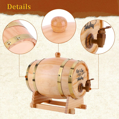 3L Wooden Whiskey Barrel with Stand and Spigot