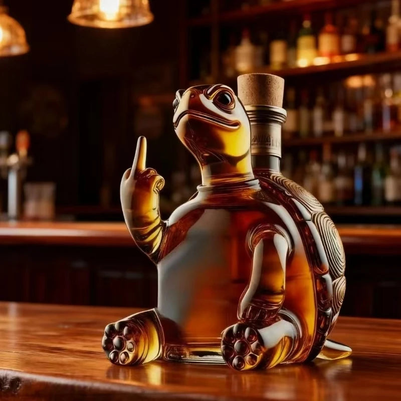 Turtle, Dog Middle Finger Whiskey Decanter for Home Bar