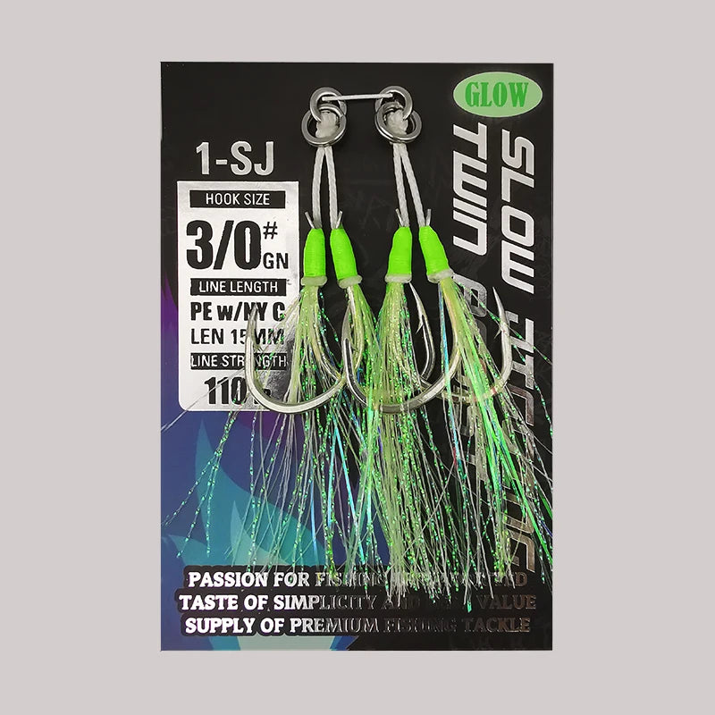 Glow Twin Assist Hooks for Sea Fishing - HookUpCo.