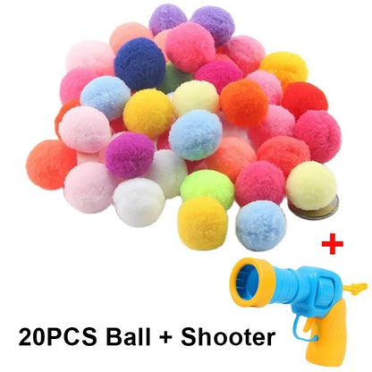 Interactive Cat Toy Mini Shooting Gun with Plush Balls