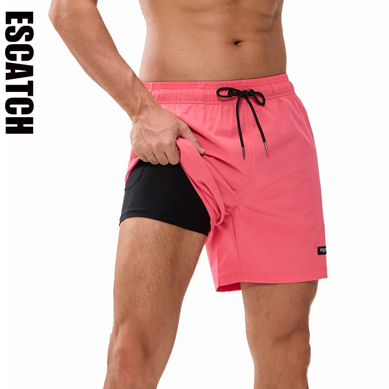 HookUpCo. Men's Quick-Dry Beach Shorts with Zipper Pockets