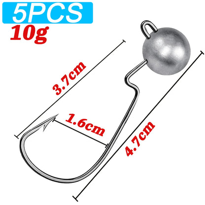 HookUpCo. Sharp Barbed Jig Head Fishing Hooks - HookUpCo.