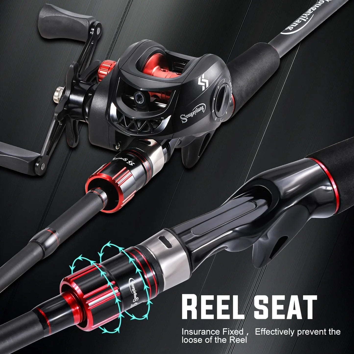 Premium Sougayilang Fishing Rod Reel Combo 1.8~2.1m Carbon Fiber Casting Rod and 7.2:1 Gear Ratio Baitcasting Ree Max Drag 10kg for Bass from HookUpCo.HookUpCo.