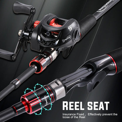 Premium Sougayilang Fishing Rod Reel Combo 1.8~2.1m Carbon Fiber Casting Rod and 7.2:1 Gear Ratio Baitcasting Ree Max Drag 10kg for Bass from HookUpCo.HookUpCo.