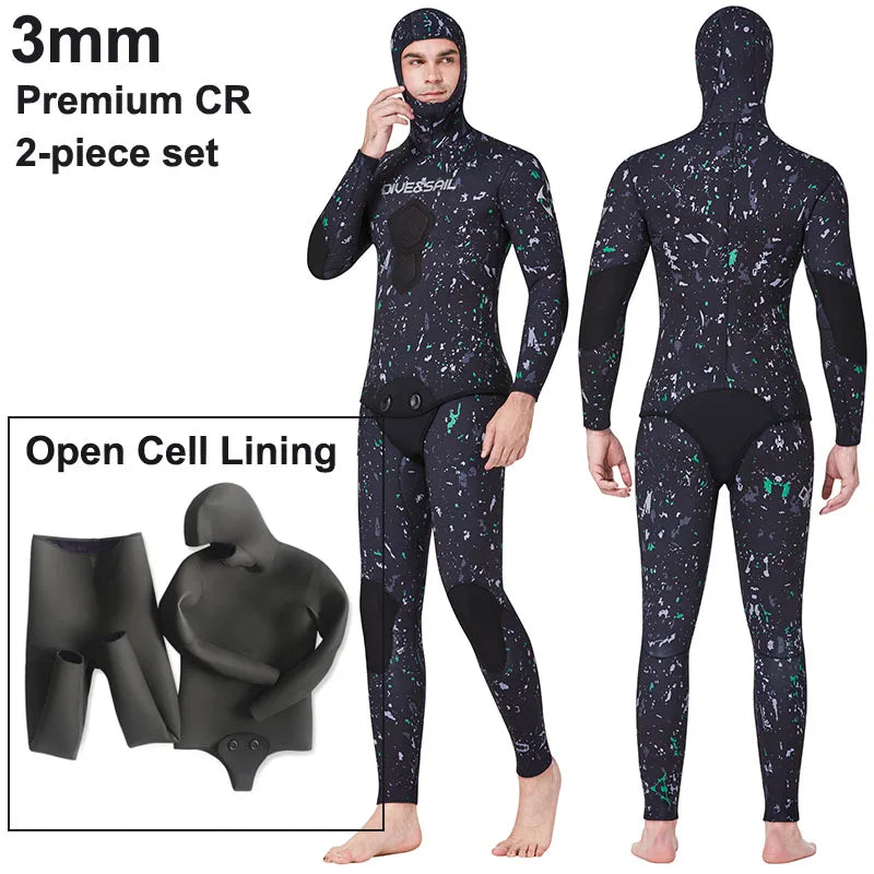 Camo Spearfishing Wetsuits Men’s Thermal Scuba Diving Suit