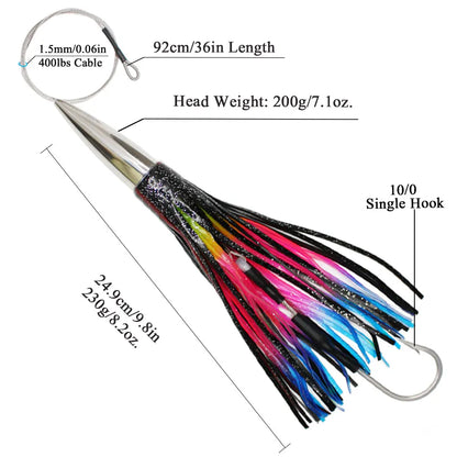 HookUpCo. Stainless Steel Shark Trolling Lures 9.8"