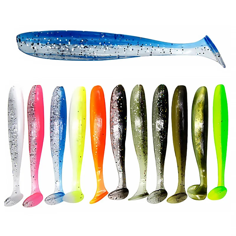 Soft Silicone Shad Worm Fishing Lure for Bass