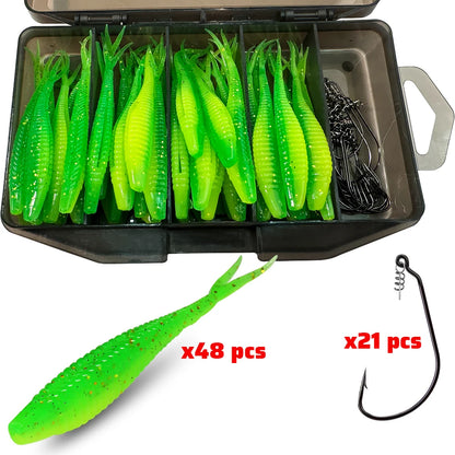HookUpCo. 70-Piece Soft Lure Set - HookUpCo.