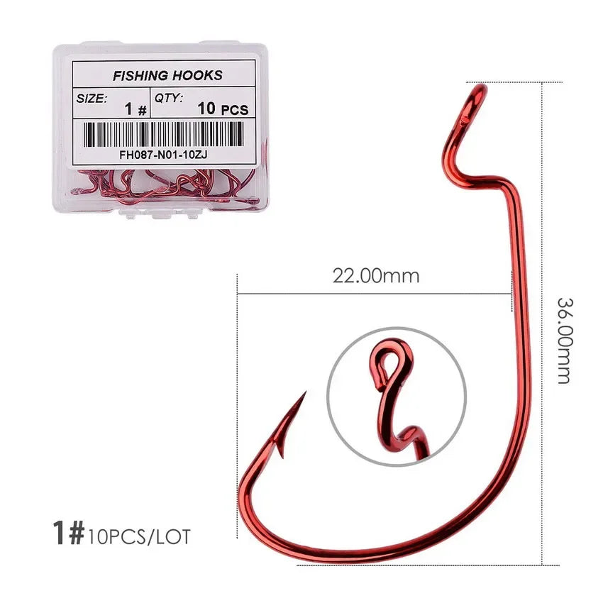 HookUpCo. 10-Piece Carbon Steel Fishing Hooks - HookUpCo.