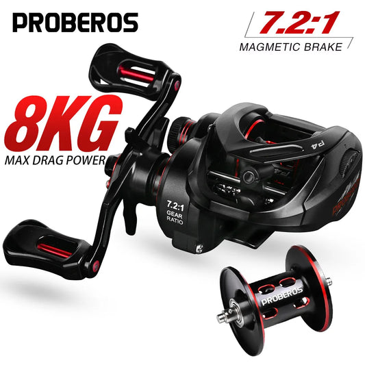 High-Speed 7.2:1 Baitcasting Reel with Heavy Duty Metal Body
