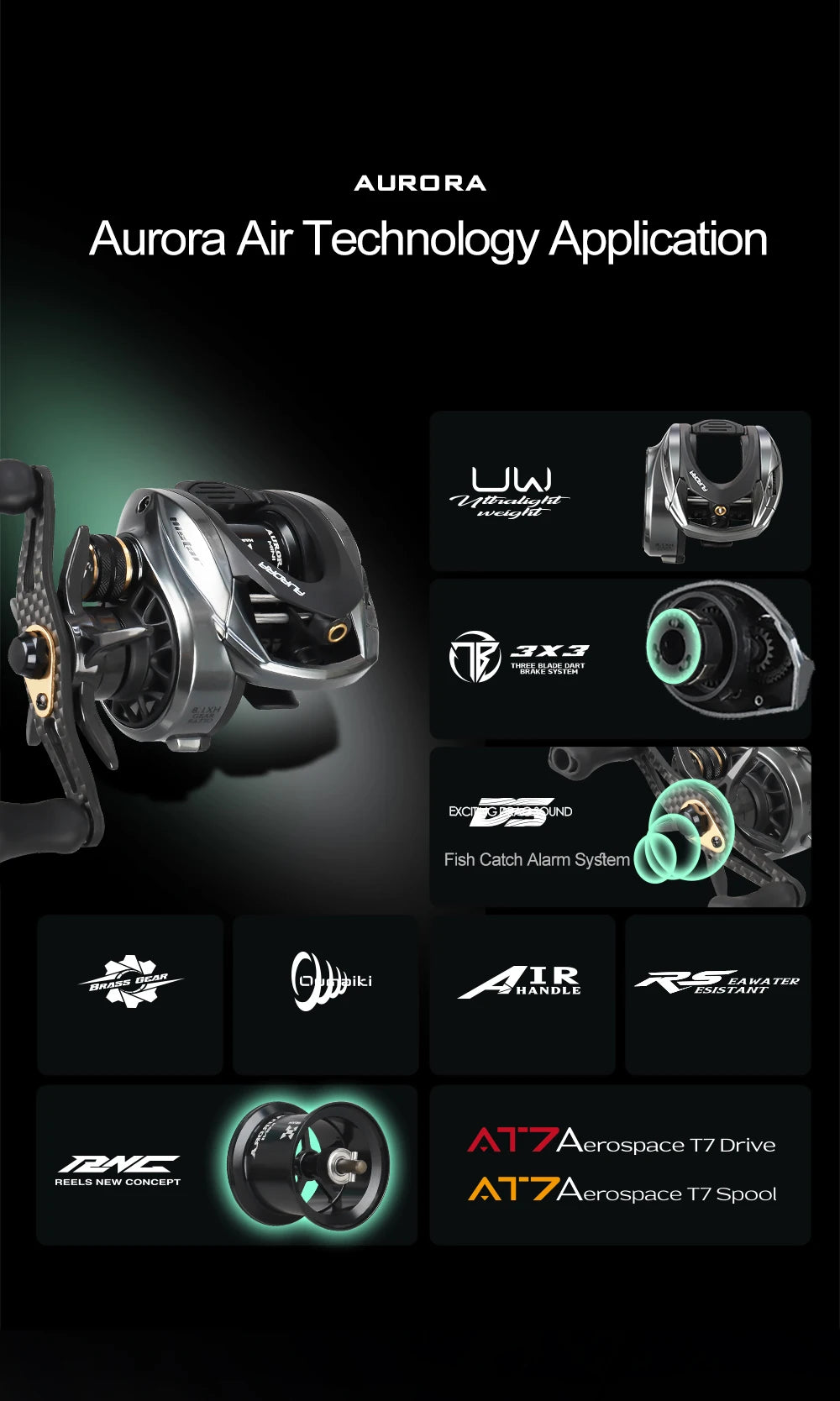 Aurora AIR Baitcasting Reel with Magnetic Braking - 8.1:1 Gear Ratio