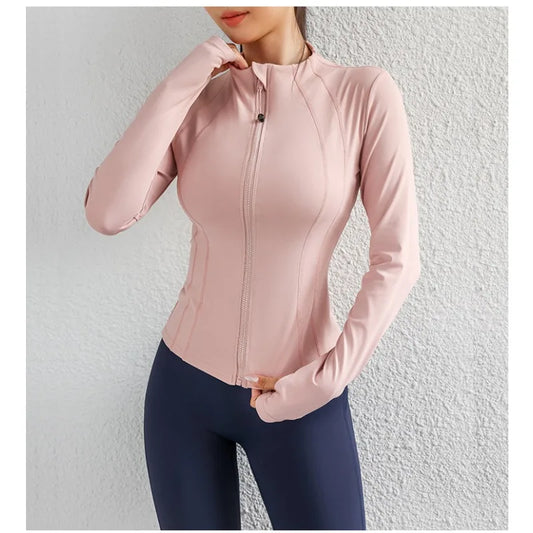 Fitness Jacket for Women Quick Dry Slim-Fit Stand Up Collar