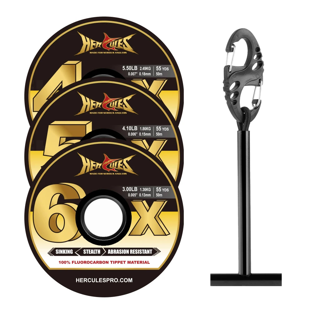 Fluorocarbon Fly Tippet 3 Pack with Holder - HookUpCo.