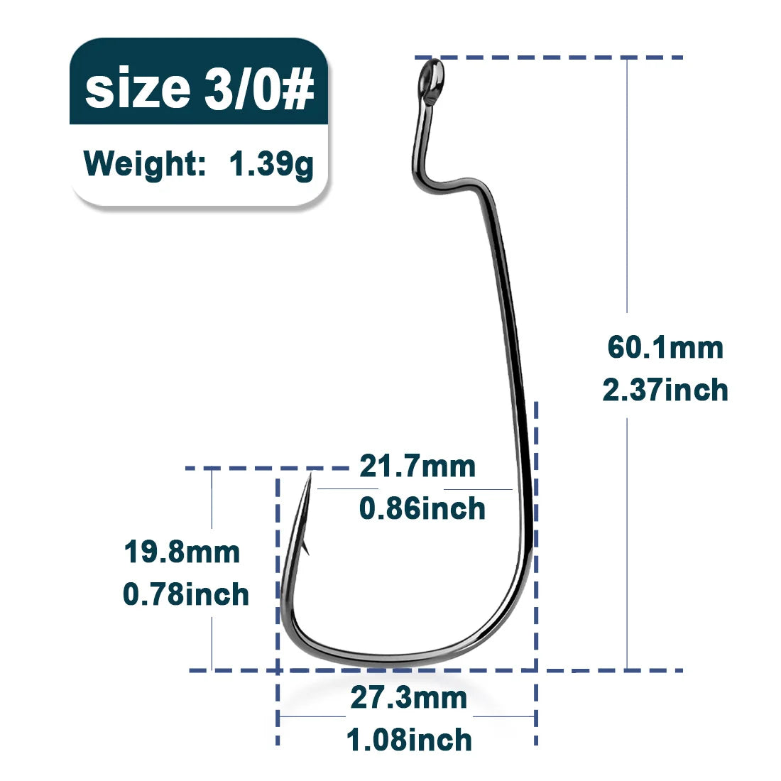HookUpCo. 50Pcs Wide Gap Bass Fishing Hooks - HookUpCo.