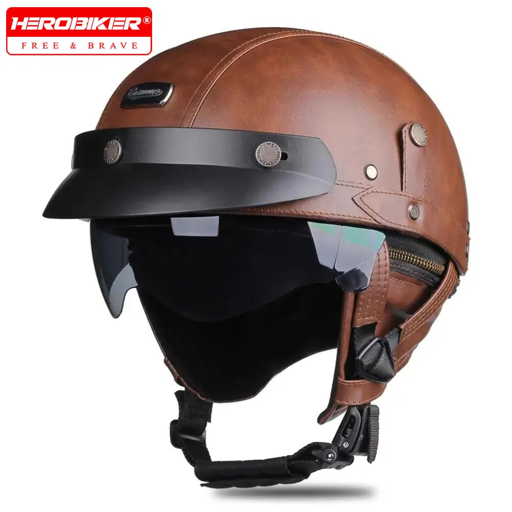 Vintage Open Face Motorcycle Helmet for Safety - HookUpCo.