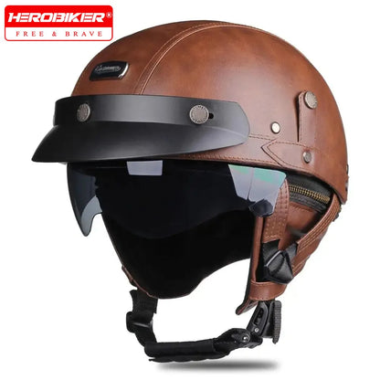 Vintage Open Face Motorcycle Helmet for Safety - HookUpCo.