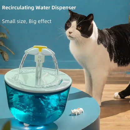 HookUpCo. Cat Flower Water Dispenser, Quiet Filtered
