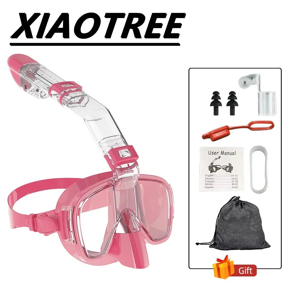 Diving Snorkeling Half Face Anti Fog Swimming Facemask Snorkel Set
