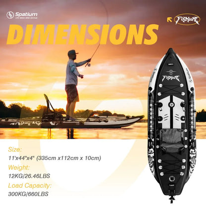 SUP Kayak Hybrid -Inflatable Pedal or Electric Drive Fishing Hybrid w/Seat