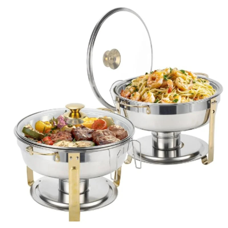 Stainless Steel Chafing Dish Set with Glass Lid for Catering