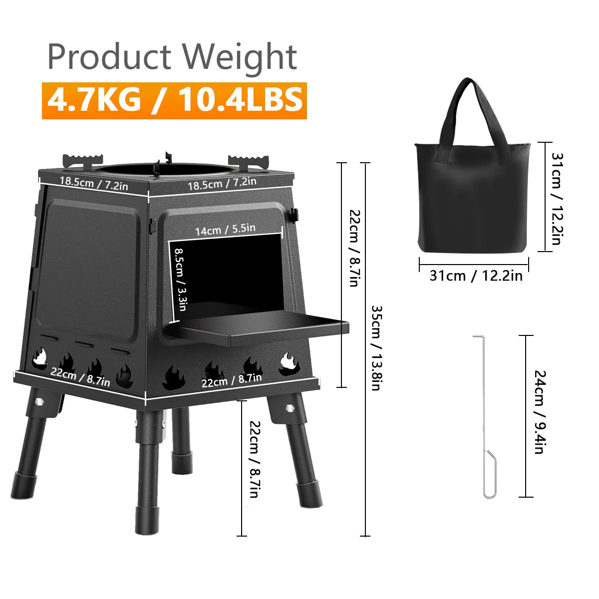 Portable Cast Iron Wood Stove