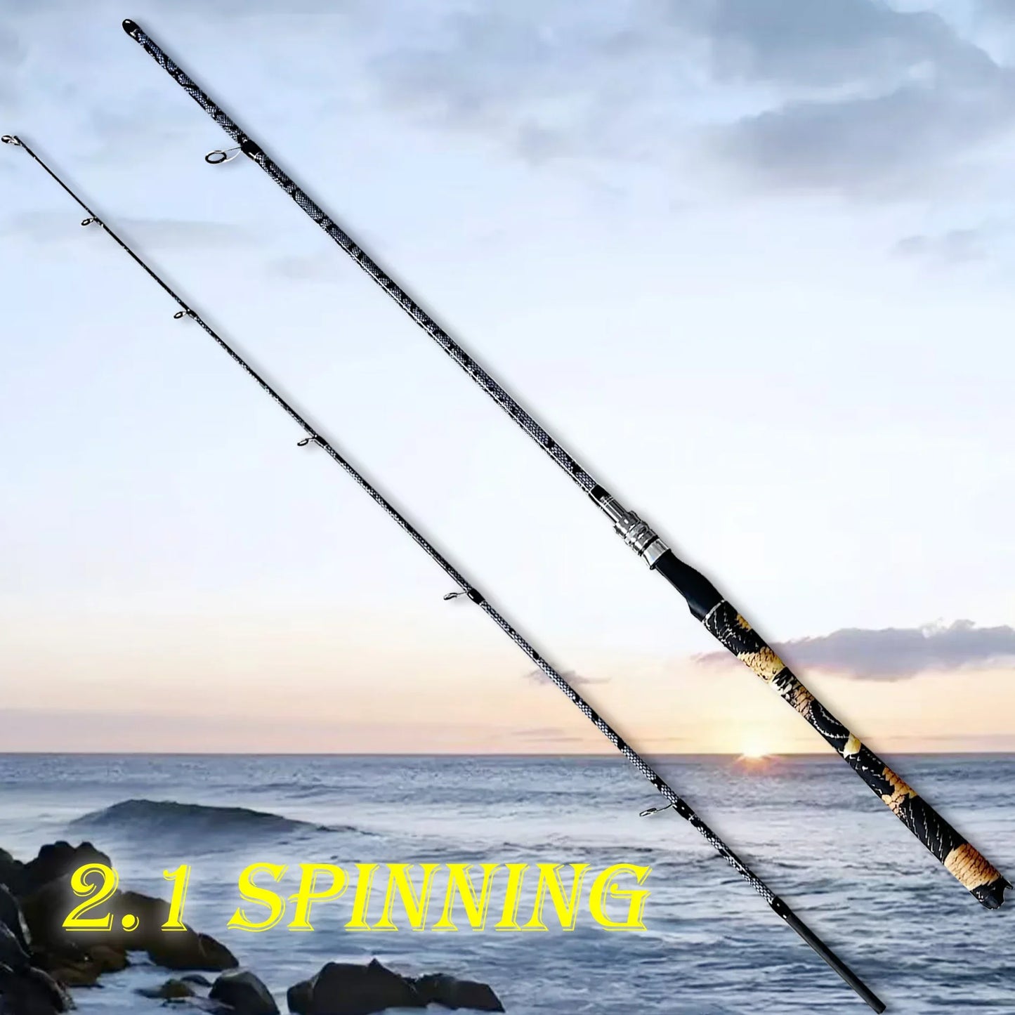 HookUpCo Heavy-Duty Fishing Rod for Larger Fish, 6.9Ft