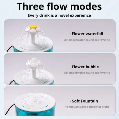 HookUpCo. Cat Flower Water Dispenser, Quiet Filtered