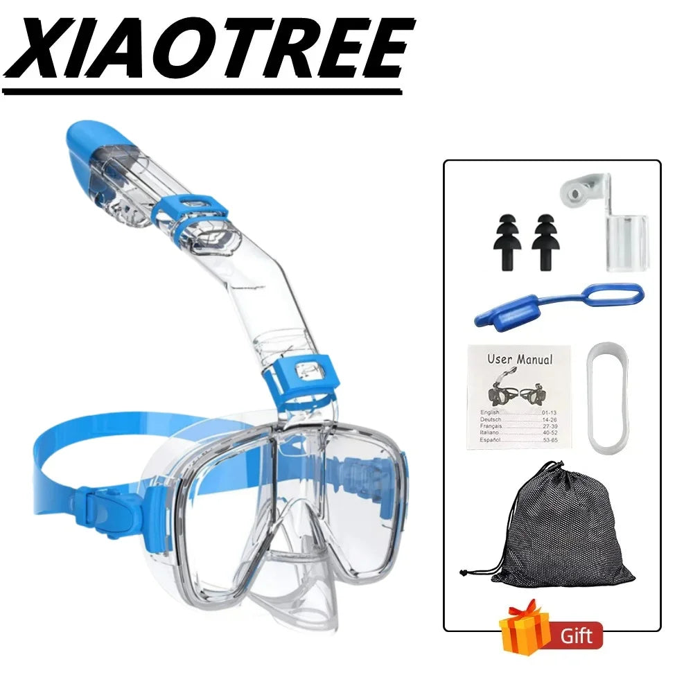 Diving Snorkeling Half Face Anti Fog Swimming Facemask Snorkel Set