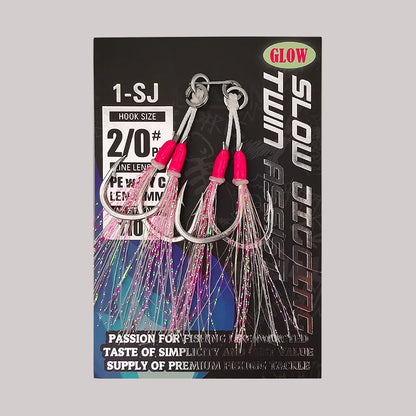 Glow Twin Assist Hooks for Sea Fishing - HookUpCo.