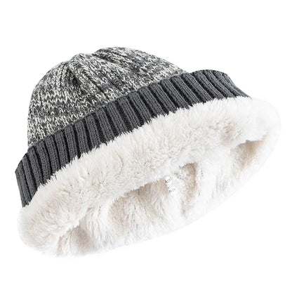 Two-Tone Fur Lined Winter Beanie Hat