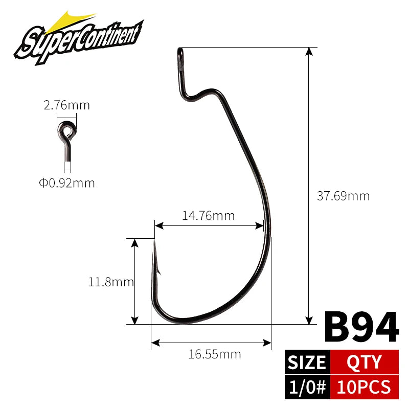 HookUpCo. 10-Pack Offset Fishing Hooks Set - HookUpCo.