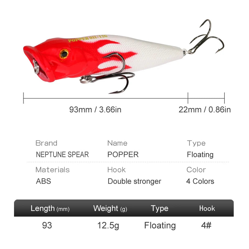 HookUpCo. 12.5g Floating Popper for Pike Fishing - HookUpCo.