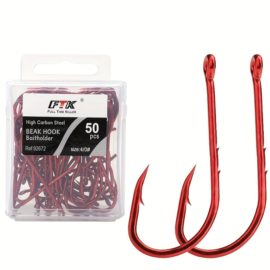 HookUpCo. Premium Red Barbed Fishing Hooks - HookUpCo.