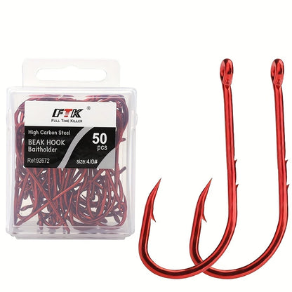HookUpCo. Premium Red Barbed Fishing Hooks - HookUpCo.