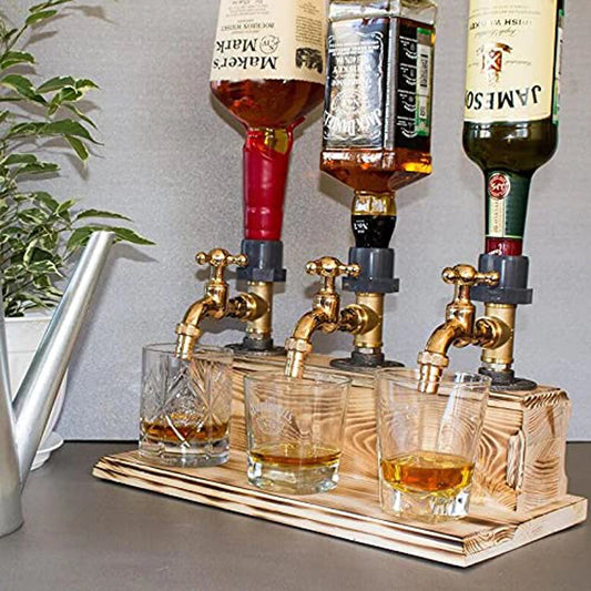 Rustic Wood Faucet Liquor Dispenser for Home Bar Decor