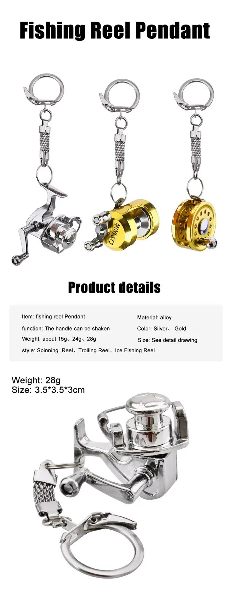 Miniature Gold Fishing Reel Keychain by HookUpCo. - HookUpCo.