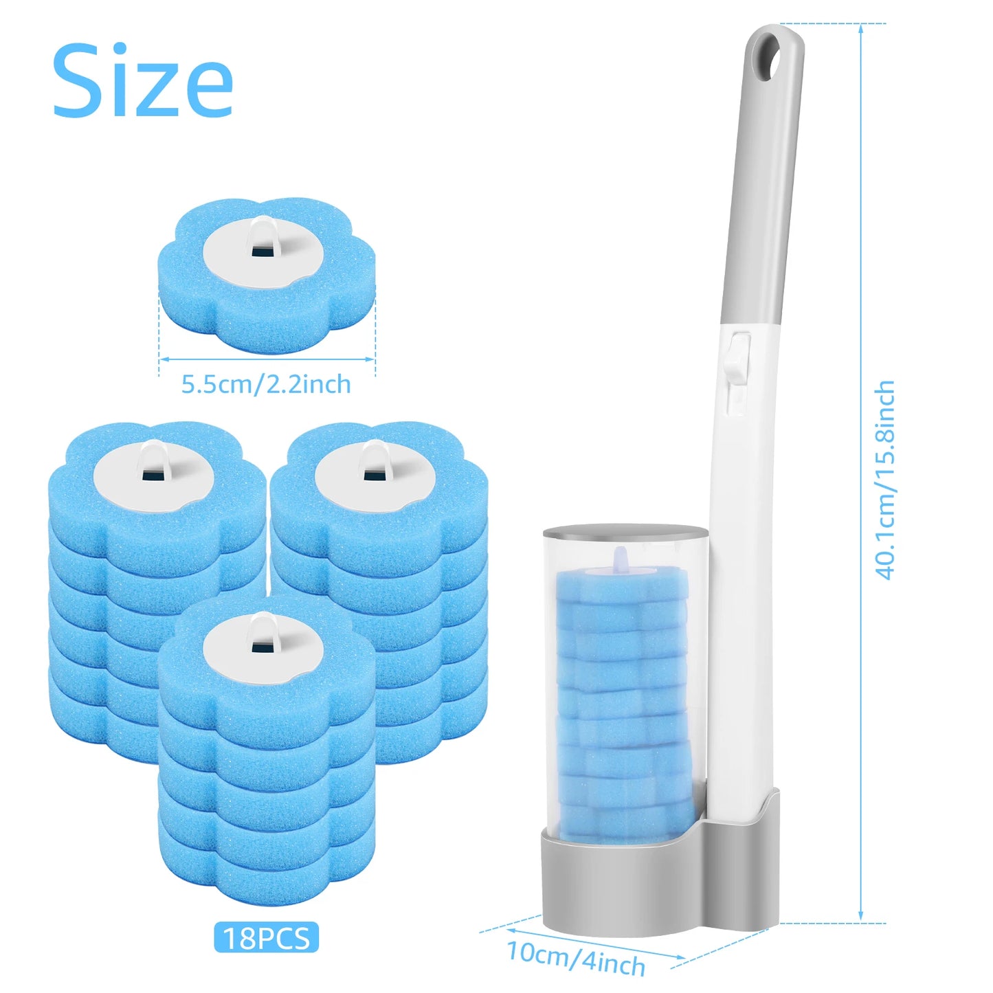 HookUpCo. Long Handle Toilet Brush with Refills
