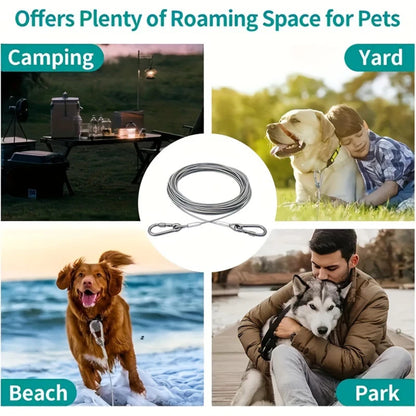 Double-Headed Dog Tie Out Cable Leash with Metal Buckle