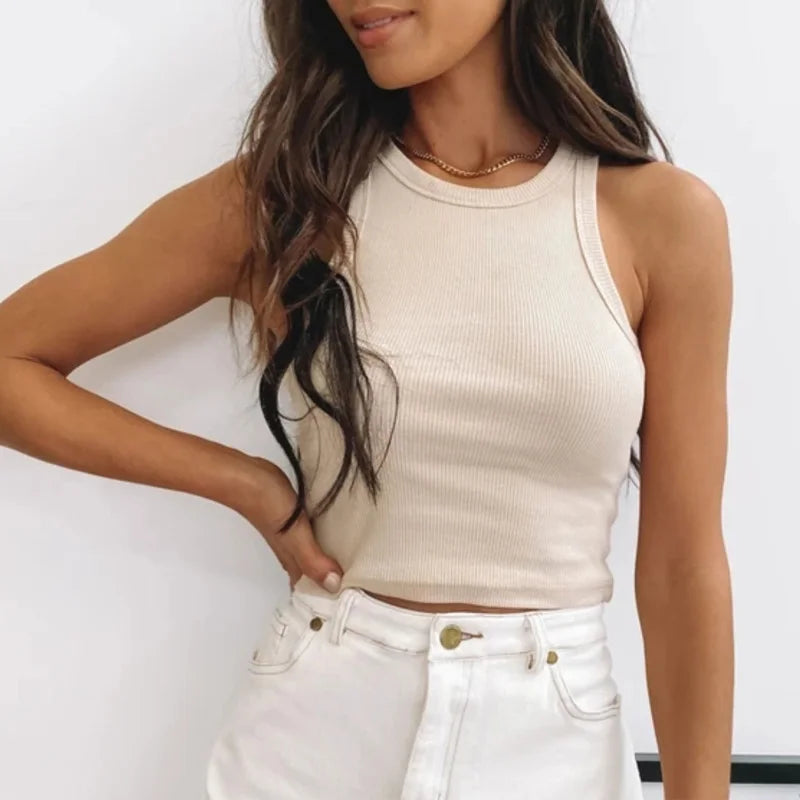 Ribbed Off-Shoulder Crop Top for Summer Casual Wear