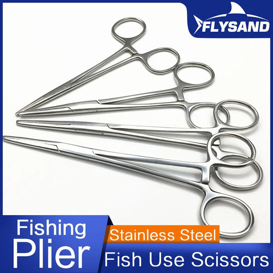 Fishing Plier Scissors with Curved Tip Clamps - HookUpCo.