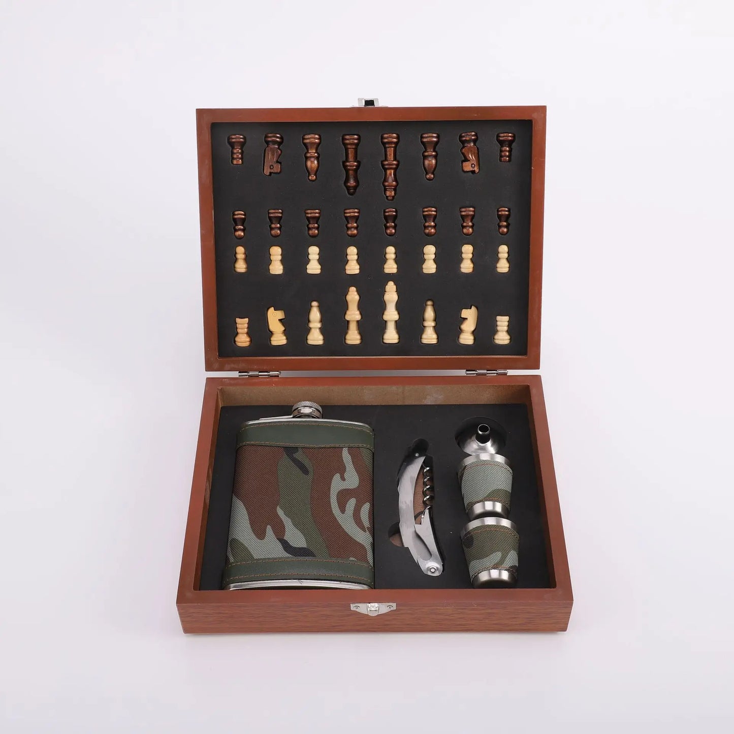 HookUpCo. Leather Hip Flask Gift Set with Box