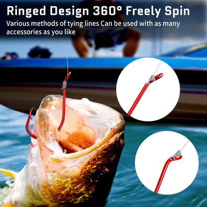 HookUpCo. Red Octopus Circle Hooks, 50-100 PCS - HookUpCo.