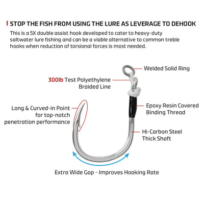 HookUpCo. Saltwater Big Game Single Assist Hook - HookUpCo.