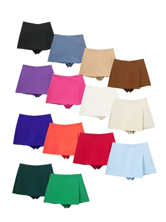Chic High Waist Asymmetrical Zipper Skirt Shorts for Women