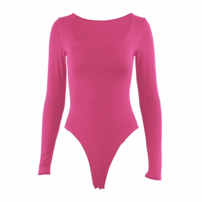 Square-Cut Long Sleeve Bodysuit for Stylish Spring Nights