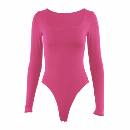 Square-Cut Long Sleeve Bodysuit for Stylish Spring Nights