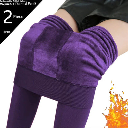 Warm High Waist Velvet Leggings for Women - Casual Comfort